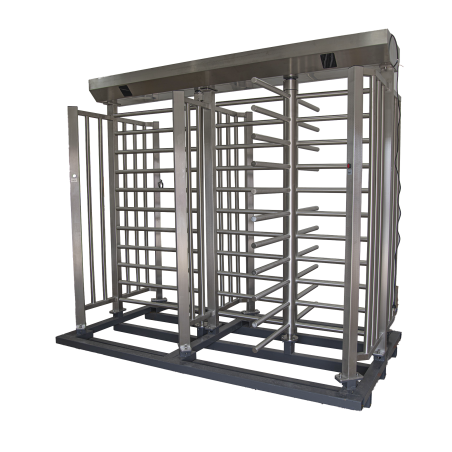 Torniquete De Paso Doble de Cuerpo Completo con Puerta Lateral y Rehilete de Acceso, Fabricado en Acero Inoxidable Grado 304,