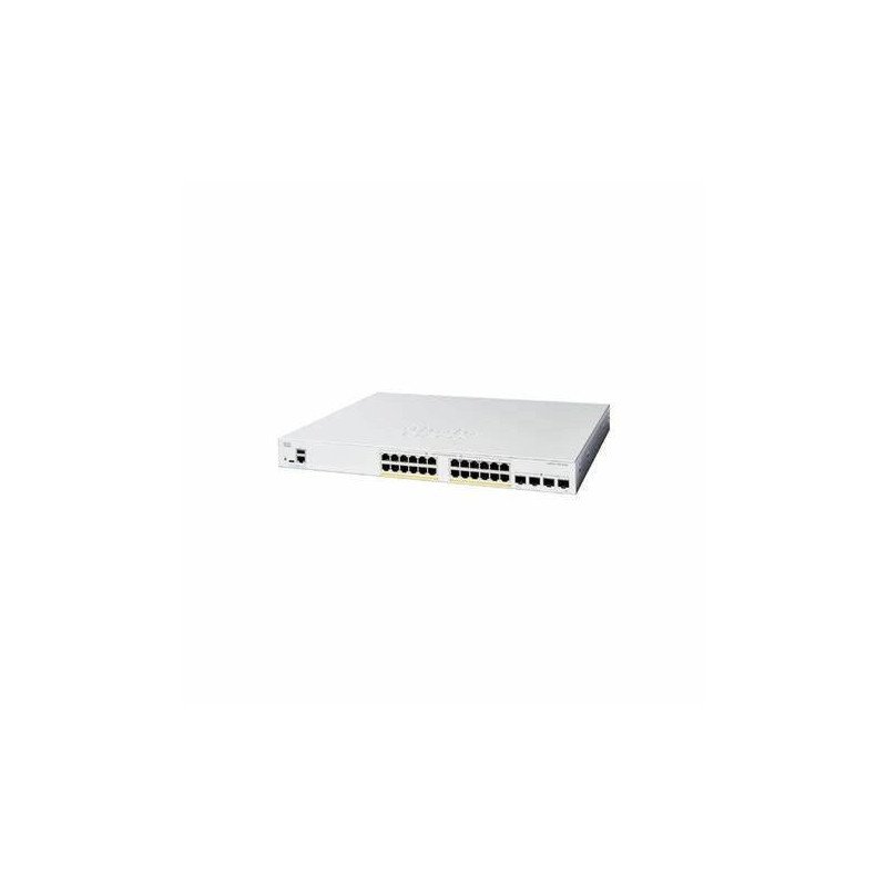 Switch Catalyst 1300, 24 puertos Gigabit Ethernet, PoE+ con 375W totales, 4 Puertos SFP (4x1G), Incluye cable CAB-16AWG-AC, el S