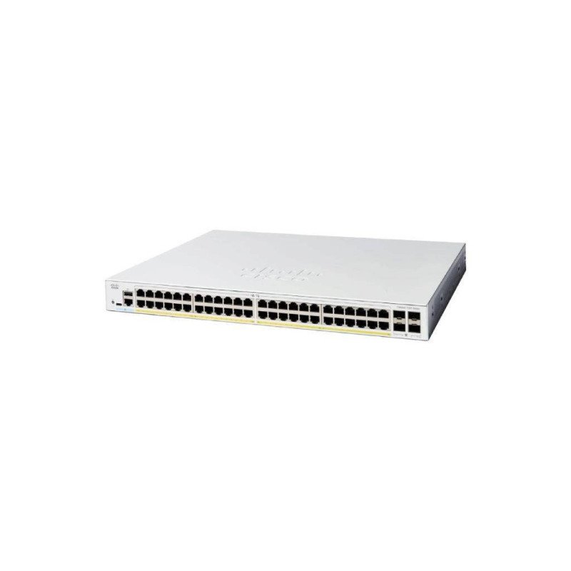 Switch Catalyst 1300, 48 puertos Gigabit Ethernet, PoE+ con 740W totales, 4 Puertos SFP (4x1G), Incluye cable CAB-16AWG-AC, el S