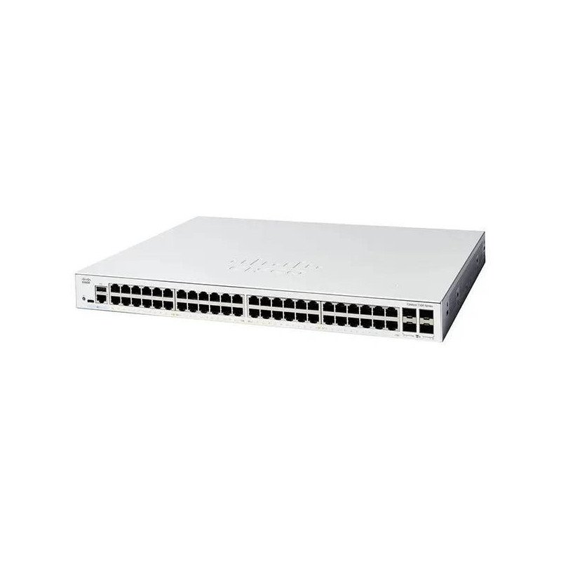 Switch Catalyst 1300, 48 puertos Gigabit Ethernet, No PoE, 4 Puertos SFP+ (4x 1G/10G), Incluye cable CAB-16AWG-AC, el Smartnet s