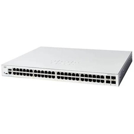 Switch Catalyst 1300, 48 puertos Gigabit Ethernet, No PoE, 4 Puertos SFP+ (4x 1G/10G), Incluye cable CAB-16AWG-AC, el Smartnet s