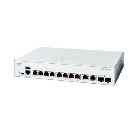 Switch Catalyst 1300, 8 puertos Gigabit Ethernet, PoE+ con 120W totales, 2 puertos SFP (2x 1G), Incluye cable CAB-16AWG-AC, el S