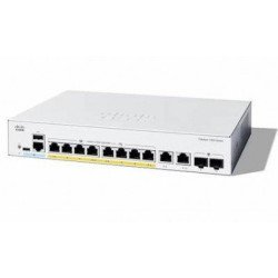 Switch Catalyst 1300, 8 puertos Gigabit Ethernet, PoE+ con 67W totales, 2 puertos SFP (2x 1G), Incluye cable CAB-16AWG-AC, el Sm