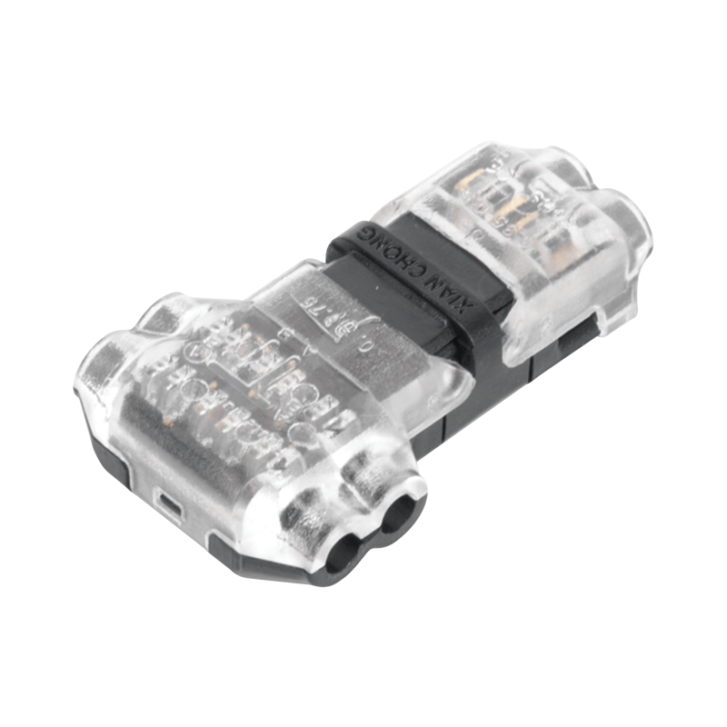 Conector en forma de t para 2 contactos, para una conexión rápida