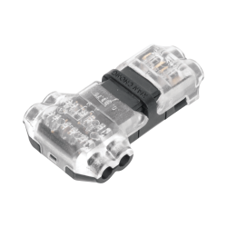 Conector en forma de t para 2 contactos, para una conexión rápida