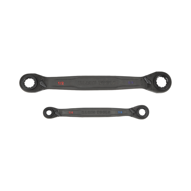 Juego de 2 llaves Estriadas de Matraca 4 en 1 con 8 Medidas Inglesas 1/2-5/8", 3/4-9/16", 1/4-3/8", 7/16-5/16"