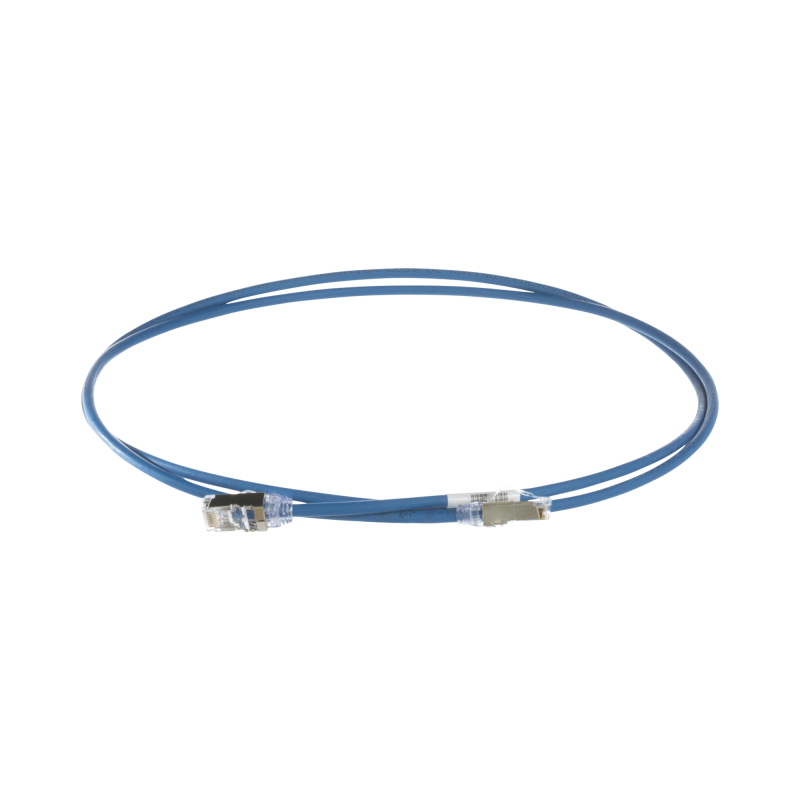 Patch Cord Cat6A, Diámetro Reducido 28 AWG, Blindado S/FTP, CM/LS0H, 1 m, Color Azul