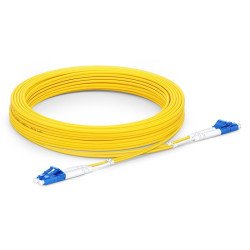 Jumper de Fibra Óptica Monomodo 9/125 OS2, LC-LC Dúplex, OFNR (Riser), Color Amarillo, 30 Metros
