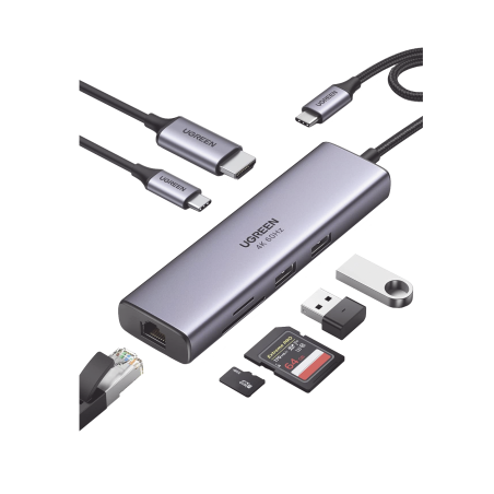 HUB USB-C (Docking Station) 7 en 1, 2 USB-A 3.0 (5Gbps), 1 USB-C PD Ca