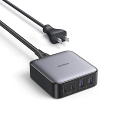 Cargador de escritorio de 65W, 4 Puertos de Carga Rápida, 2 USB-C, 2 U