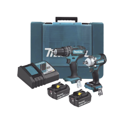 Kit de Rotomartillo Atornillador DHP482 + Atornillador de Impacto DTW301, incluye 2 Baterías BL1850B, 1 Cargador DC18SD y Maletí