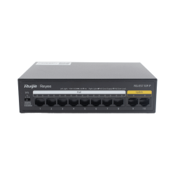 Switch PoE+ con 10 Puertos 10/100 Mbps, 110 W, Carcasa de Acero, No Administrable