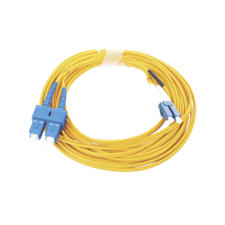 Jumper de fibra óptica monomodo 9, 125 LC, UPC-SC, UPC, PVC, 2.0 mm, dúplex, amarillo, 5 metros