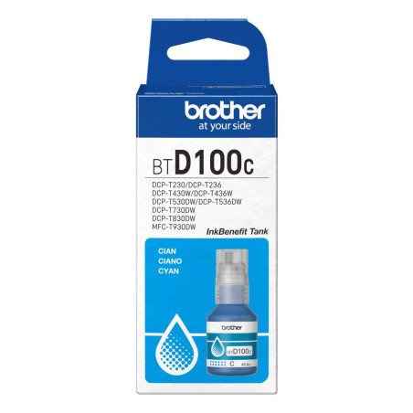 Botella de tinta Brother BTD100C cian rendimiento aproximado 5,000 páginas, compatible con DCPT230, DCPT530DW, DCPT730DW, MFCT93
