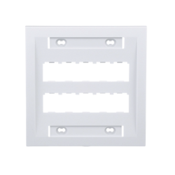 Placa de pared vertical ejecutiva, salida para 10 puertos mini-com, con espacios para etiquetas, color blanco