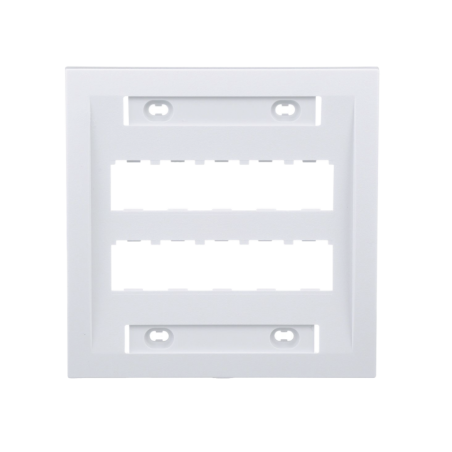Placa de pared vertical ejecutiva, salida para 10 puertos mini-com, con espacios para etiquetas, color blanco