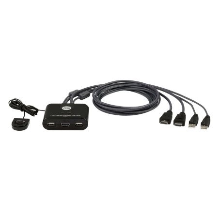Switch KVM, USB FHD HDMI, de 2 puertos en formato cable