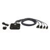 Switch KVM, USB FHD HDMI, de 2 puertos en formato cable