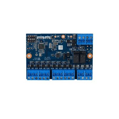 de expansión de entradas para paneles, 8 entradas de alarma, 2 salidas NO-NC con jumper, Direccionable con DIP Switch, Configura