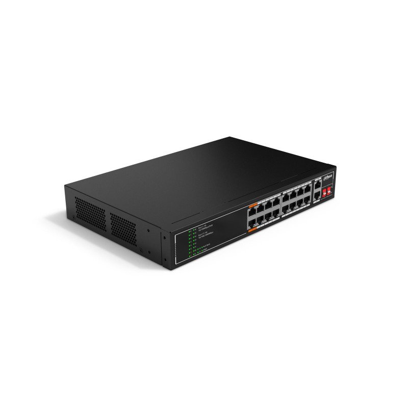Switch PoE de 18 Puertos, 135 Watts Totales, 16 Puertos PoE 10/100, 2 Puertos Uplink 10/100/1000, Switching 7.2 Gbps, Compatible