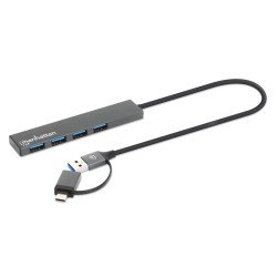 Hub Manhattan 181006, USB 3.2 Gen 1 (3.1 Gen 1) Type-A, USB 3.2 Gen 1 