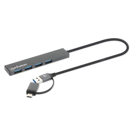 Hub Manhattan 181006, USB 3.2 Gen 1 (3.1 Gen 1) Type-A, USB 3.2 Gen 1 