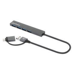 Hub Manhattan 181006, USB 3.2 Gen 1 (3.1 Gen 1) Type-A, USB 3.2 Gen 1 