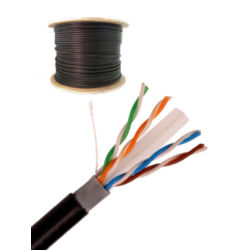 Cable utp Saxxon cca de 305m, categoría 6, exterior, doble forro, color negro