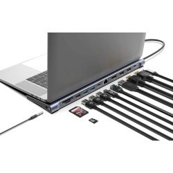 Docking Station USB-C 12 en 1 con Triple Monitor 4K