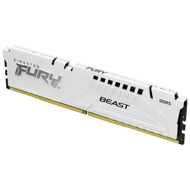 Memoria RAM Kingston DIMM DDR5 16GB 6000mt/s Fury beast White expo CL30 288pin 1.4v con disipador de calor para PC/gamer/alto re Memoria RAM Kingston DIMM DDR5 16GB 6000mt/s Fury beast White expo CL30 288pin 1.4v con disipador de calor para PC/gamer/alto re