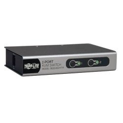 Switch KVM Tripp Lite B022-002-KT-R, de Escritorio, de 2 Puertos con 2 Juegos de Cable para KVM (PS2), Plata