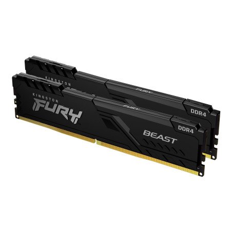 Memoria RAM Kingston DIMM DDR4 16GB (2x8GB) 3200mt s Fury beast black xmp cl16 288pin 1.35v con disipador de calor para PC gamer