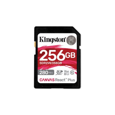 Memoria flash Kingston Technology Canvas React Plus, 256 GB, SDXC, Clase 10, UHS-II, 280 MB/s, 150 MB/s