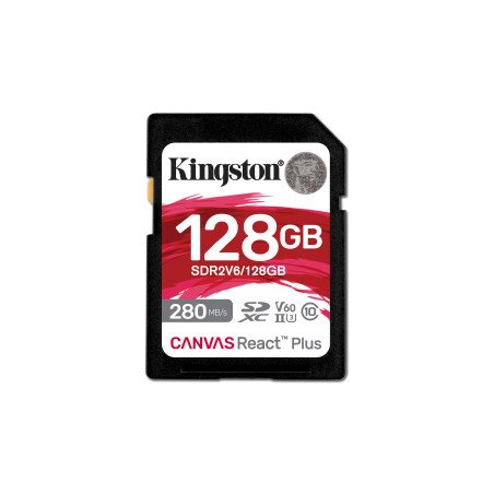 PP FLASH SDXC MEMORIA KINGSTON 128GB CANVAS REACT PLUS UHS-II 280R 100W U3 V60 for Full HD 4K