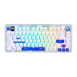 Teclado Gasket mecánico Game Factor 75%, LCD, BT, 2.4G, USB-c, teclas pudding