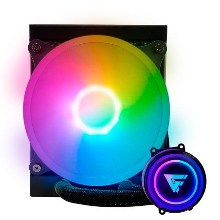 Game Factor LQG501, Kit de refrigeración líquida, 12 cm, 1500 RPM, 21 dB, 70 cfm, Negro