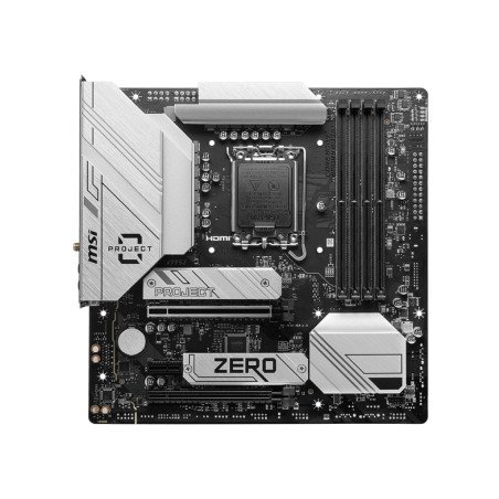 Tarjeta madre MSI B760M PROJECT ZERO, Intel, LGA 1700, Intel® Celeron®, Intel® Pentium® Gold, LGA 1700, 192 GB, DDR5-SDRAM
