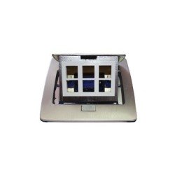 Mini caja de piso rectangular para datos y conectores tipo Keystone, Color Acero inoxidable (6 puertos)