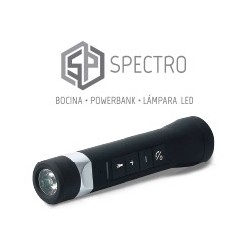 Bocina bluetooth spectro Ghia negra powerbank lámpara 2w rms, radio FM/micro SD card