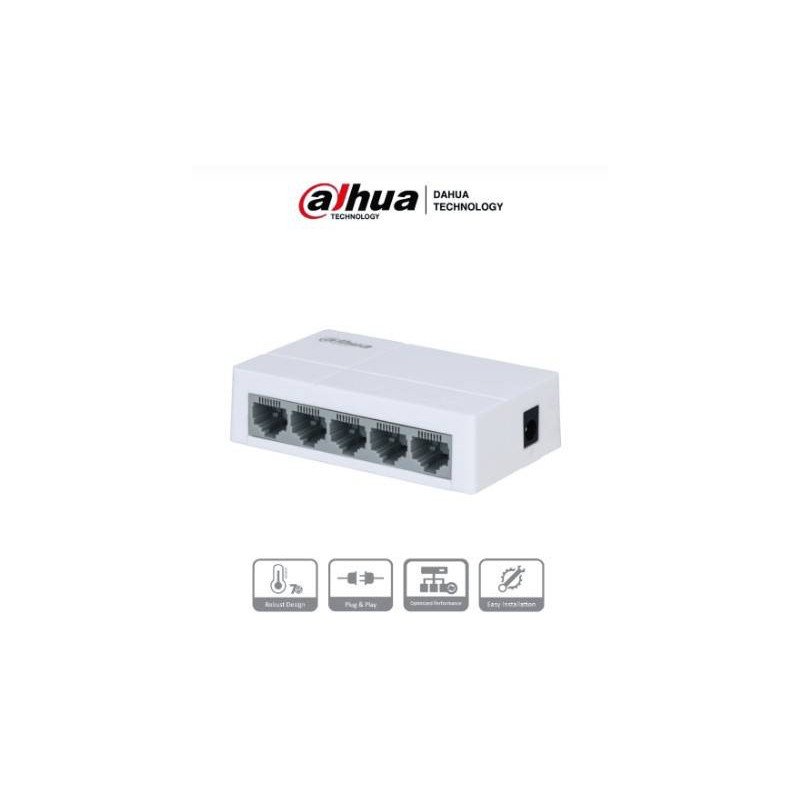 Switch para Escritorio 5 Puertos, Fast Ethernet 10/100, Diseño Compacto, Capa 2, Switching 1 GBps, Velocidad de Reenvío de Paque