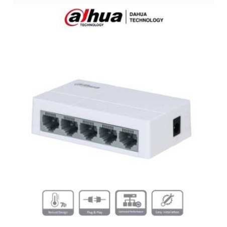 Switch para Escritorio 5 Puertos, Fast Ethernet 10/100, Diseño Compacto, Capa 2, Switching 1 GBps, Velocidad de Reenvío de Paque