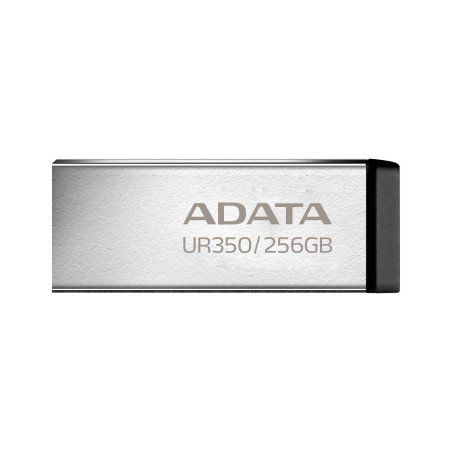 Memoria USB de 256GB UR350 3.2 Gen 1 (retrocompatible 3.0 y 2.0), diseño elegante sin tapa. Color Metálico, negro.