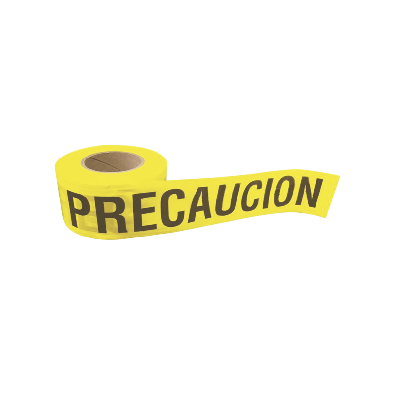 Cinta para barricada "PRECAUCION" de 100 m y ancho de 3".