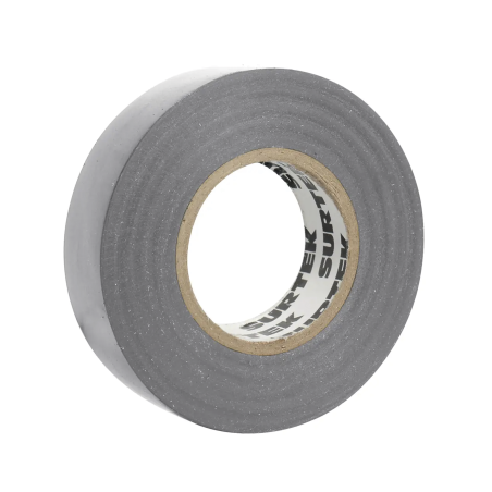 Cinta para aislar color Gris de 19 mm x 9 metros, Fabricada en PVC, Adhesivo acrílico.