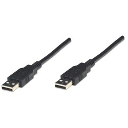 Cable USB 2.0 Manhattan A-A 1.8 m negro.