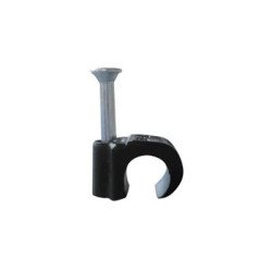 Grapa para cable redondo de 6mm color negro (100 piezas)