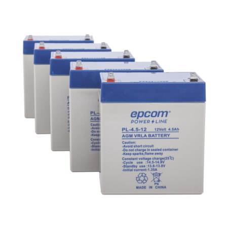 Batería con Tecnología AGM/VRLA, 4.5 Ah. Paquete de 5 Baterías