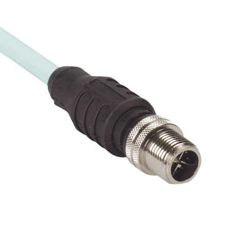 Cable de conexión industrialnet Cat 6a, con conector recto m12 x-code macho en ambos extremos, blindado sf, UTP, forro tpo, colo