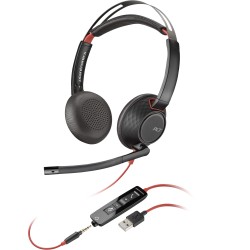 Diadema POLY Blackwire 5220 Stereo USB-A Headset (Bulk), Wired, Office/Call center, Headset, Black