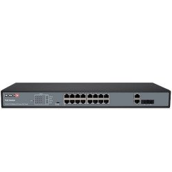 Switch Poe de 16 canales, total power 250w, en modo cctv puedes conectar cámaras IP hasta 250 mts